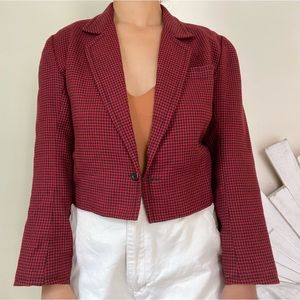 Vintage Black and Red Cropped Harlequin Blazer